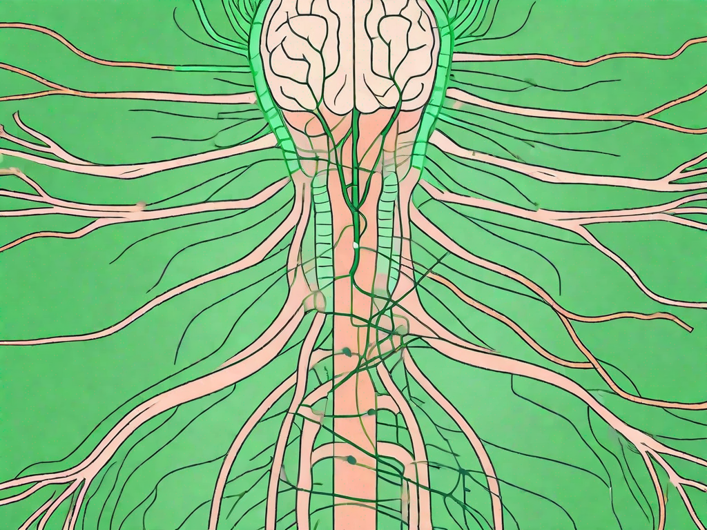 The human nervous system highlighting the vagus nerve
