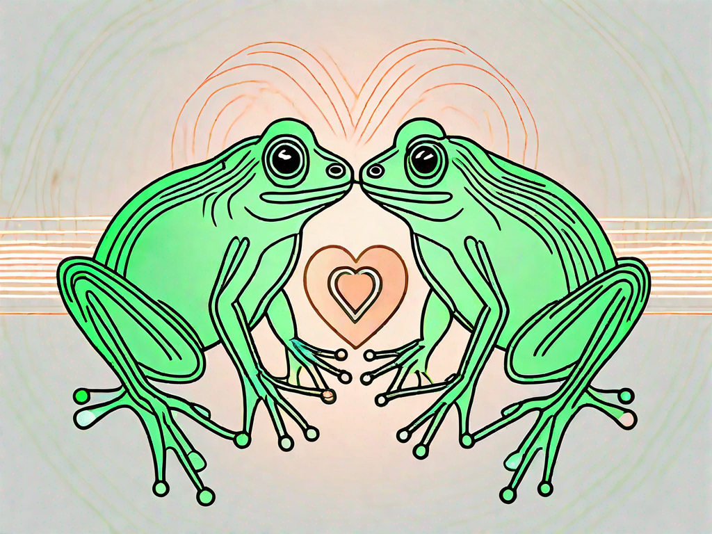 A frog heart with lines indicating the application of vagus nerve stimulation