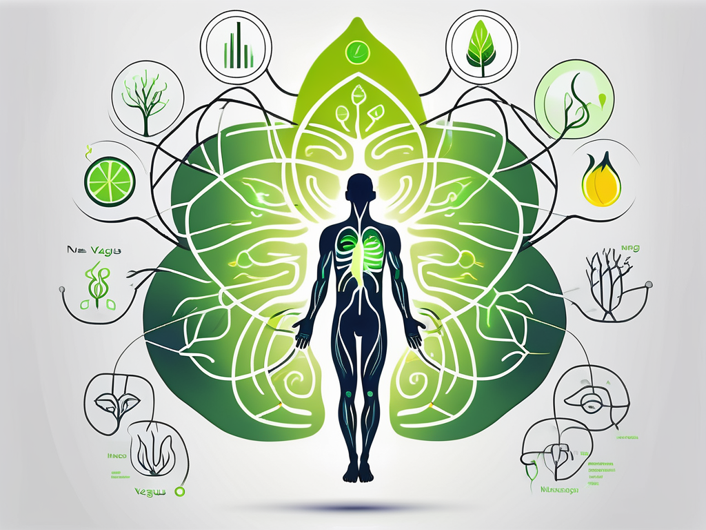 A stylized human silhouette with the vagus nerve highlighted