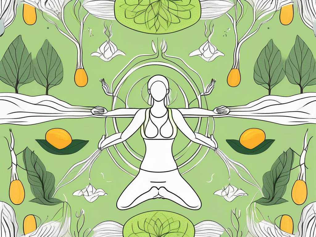 A yoga mat with a symbolic representation of the vagus nerve