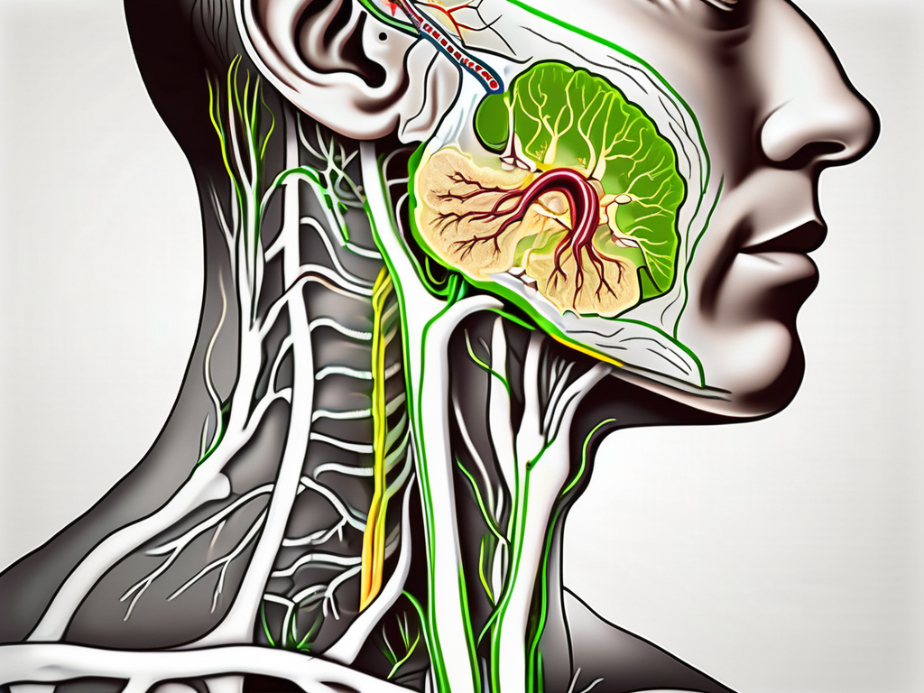 A cross-section of the human neck showing the vagus nerve in detail