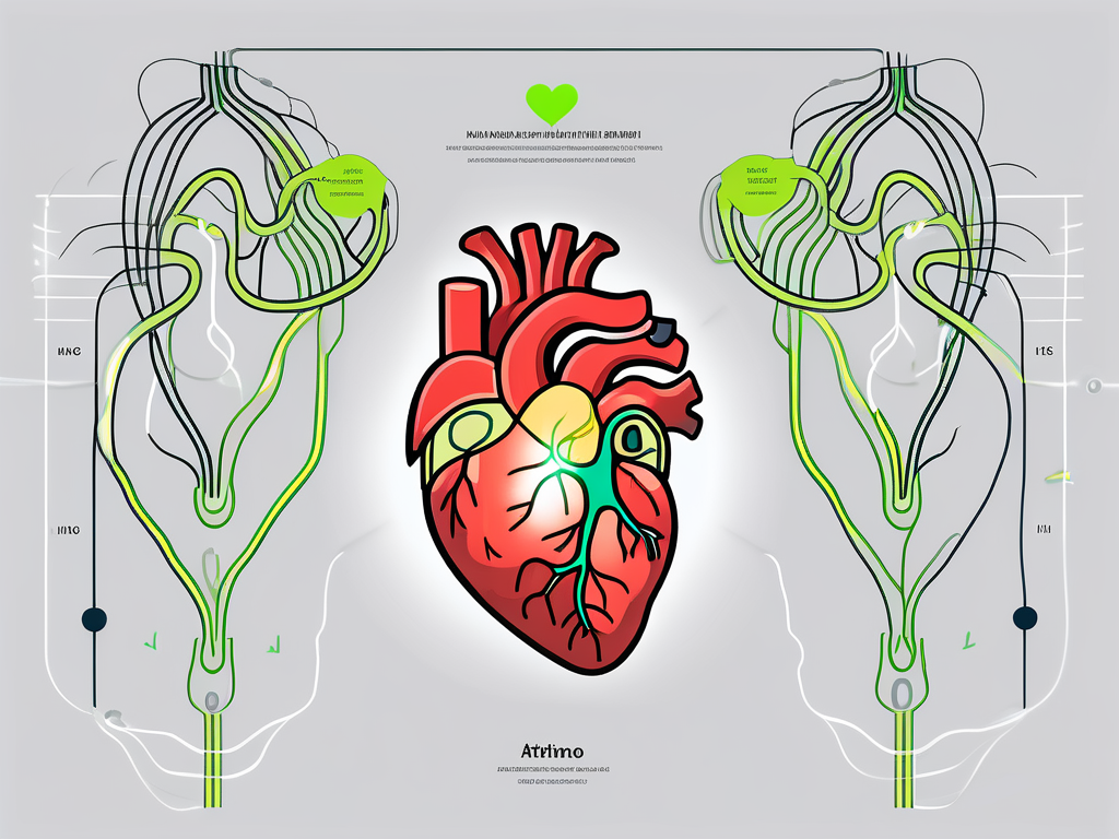 The human heart highlighting the vagus nerve and its connection to the atrium