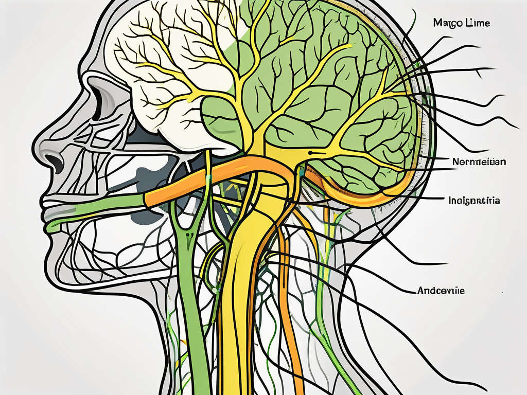 The human nervous system highlighting the vagus nerve