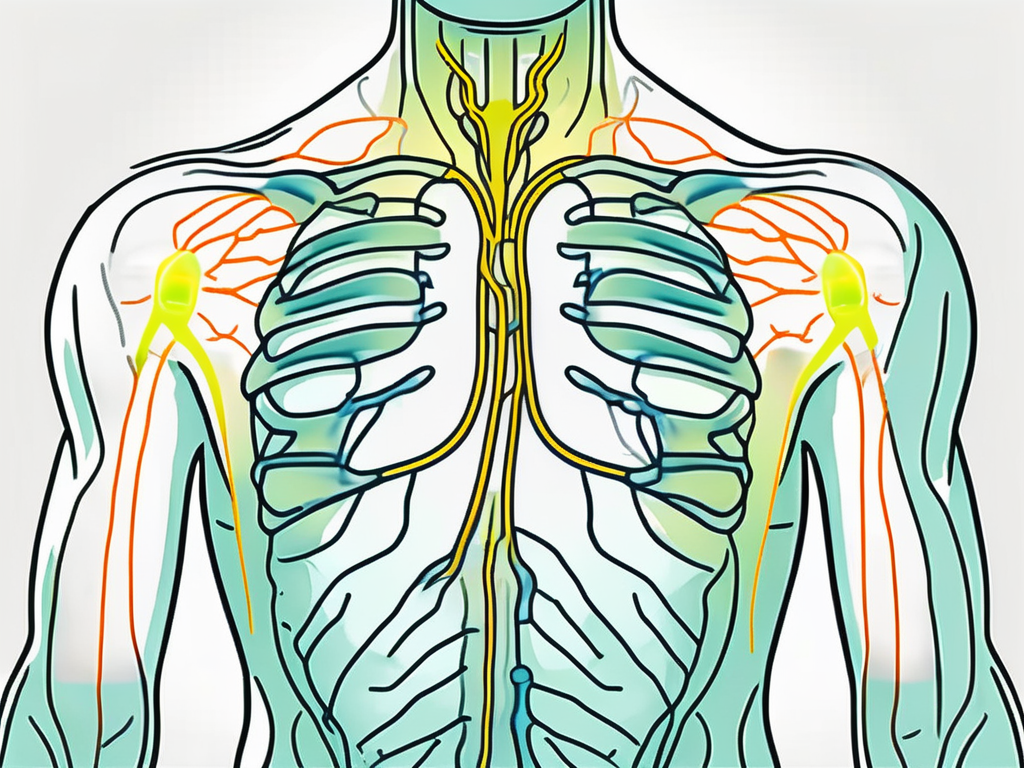 An ice pack placed on a stylized representation of a human chest