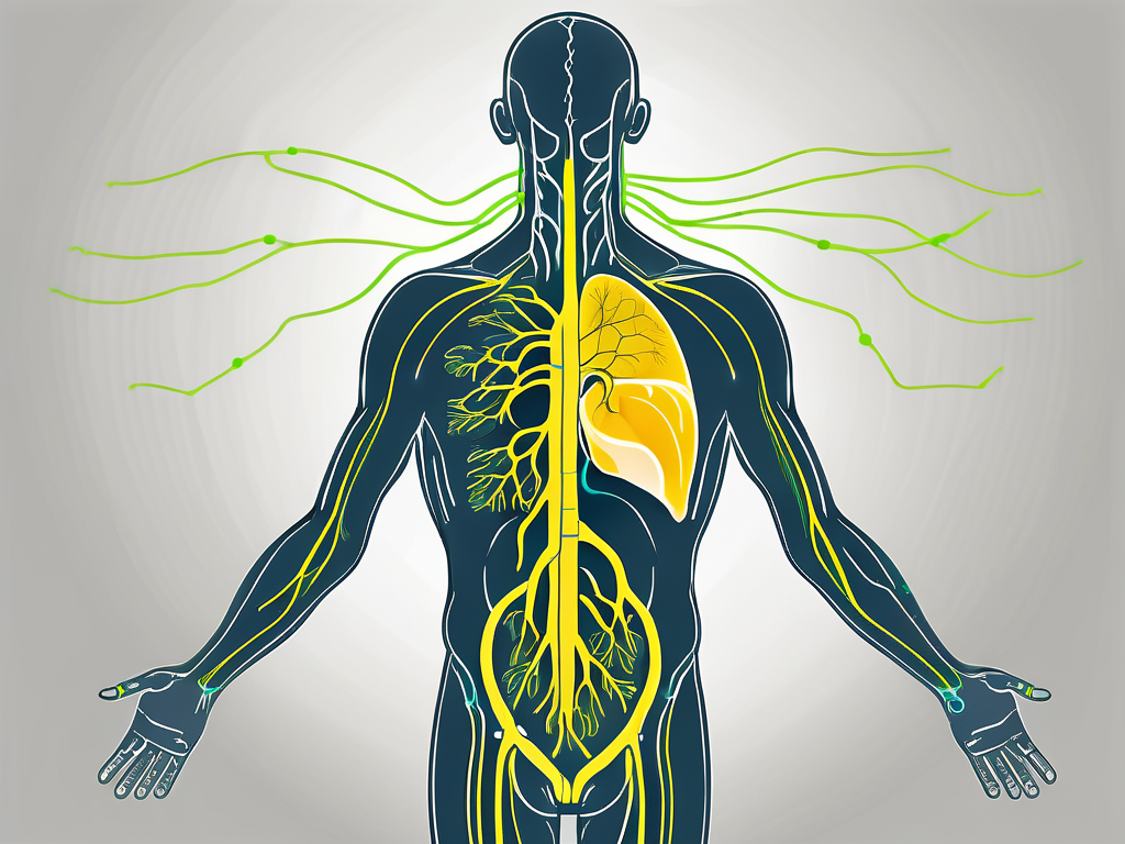 The vagus nerve interacting with the diaphragm