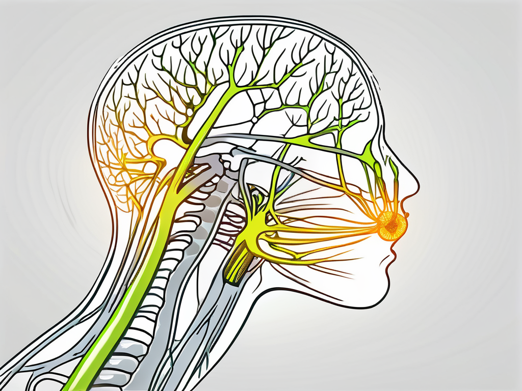 The cervical spine with the vagus nerve highlighted