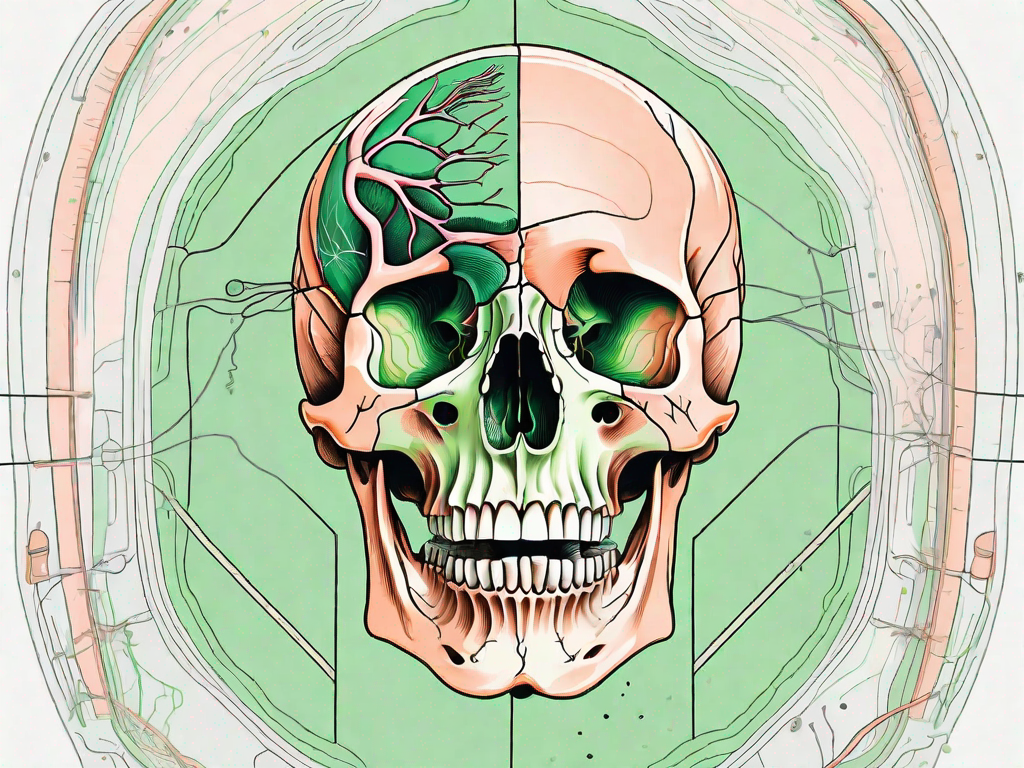 A human skull in cross-section