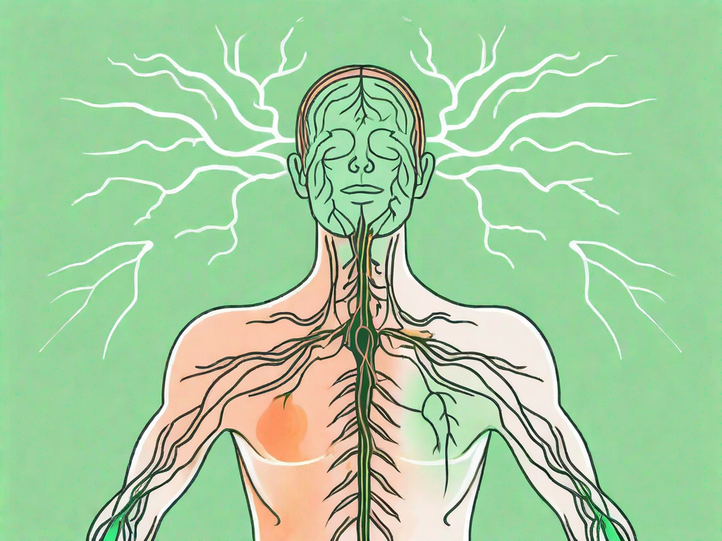 A human body highlighting the path of the vagus nerve